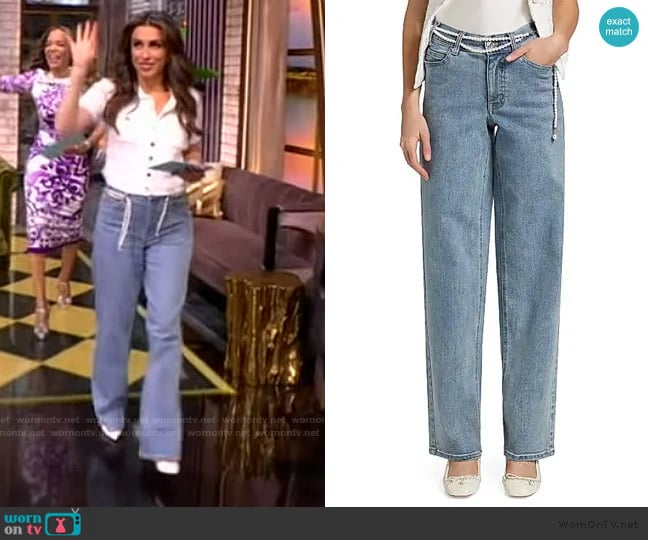  Staria Embellished Denim Wide-Leg Jeans Generation Love worn by Alyssa Farah Griffin on The View