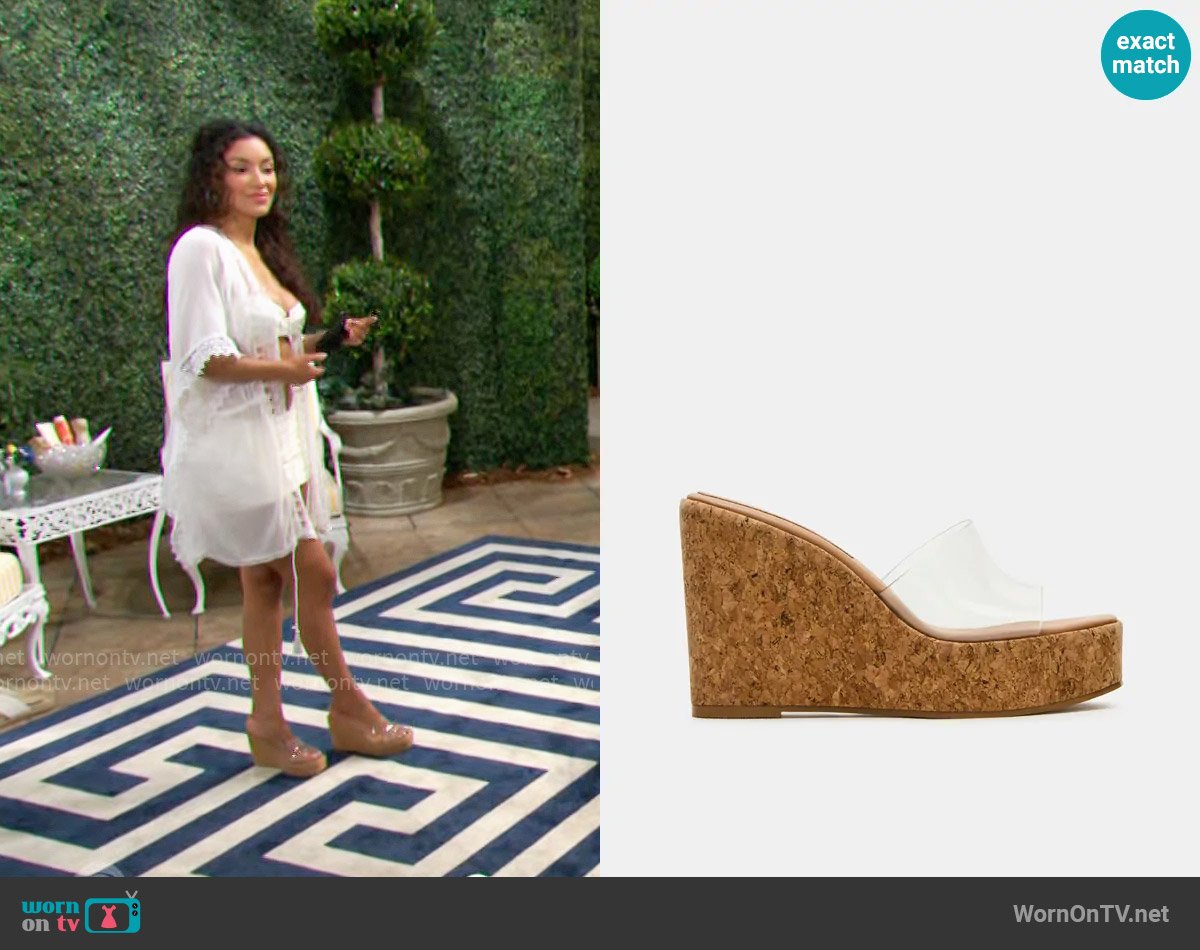 Steve Madden Cayman Clear Wedge worn by Audra Charles (Zuleyka Silver) on The Young and the Restless
