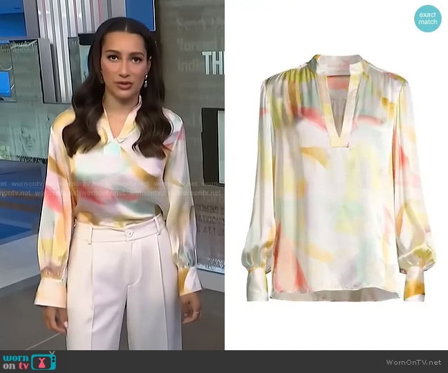 Ginger & Smart Sweet Whispers Silk Blouse in Multi worn by Morgan Radford on NBC News Daily