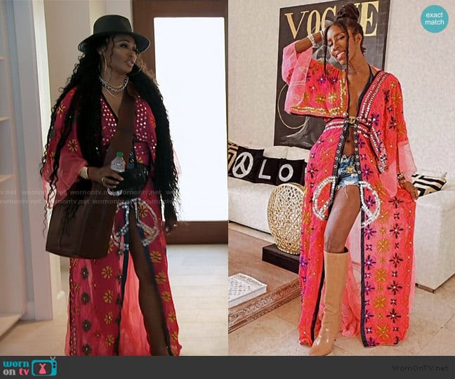 Tanya Marie Design Peace Handbead Caftan worn by Cynthia Bailey on The Real Housewives of Atlanta