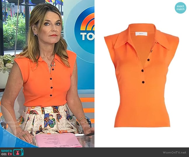 A.L.C. Taylor Rib Knit Polo Top worn by Savannah Guthrie on Today