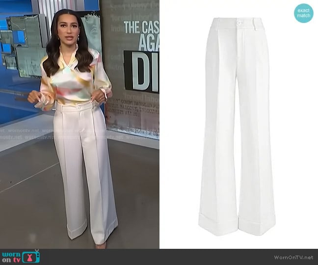 Alice + Olivia Tomasa Pants in Off White worn by Morgan Radford on NBC News Daily