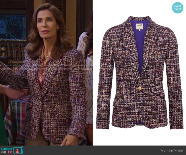 L'Agence Chamberlain Tweed Single-Breasted Blazer worn by Hope Williams (Kristian Alfonso) on Days of our Lives