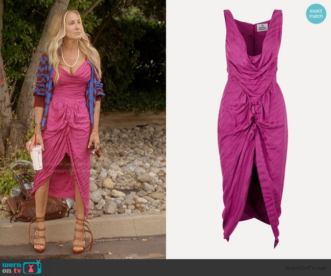 Vivienne Westwood Panther Dress in Pink worn by Carrie Bradshaw (Sarah Jessica Parker) on And Just Like That