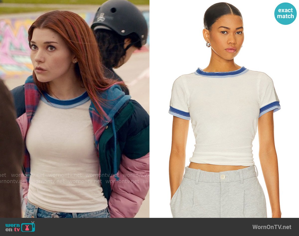 Free People Sporty Mix Tee in Nilla Cream worn by Abby Littman (Katie Douglas) on Ginny & Georgia