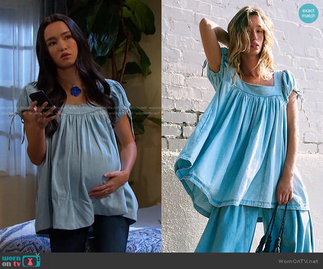We The Free Summer Camp Denim Tunic worn by Sophia Choi (Rachel Boyd) on Days of our Lives