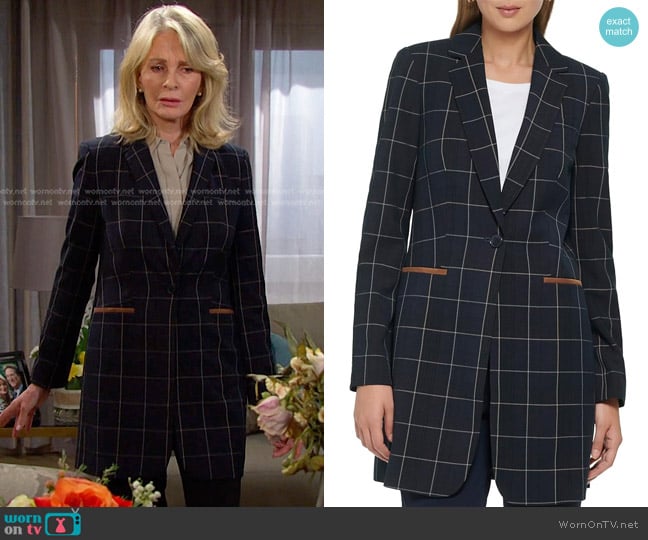 Tommy Hilfiger Windowpane-Print Blazer worn by Marlena Evans (Deidre Hall) on Days of our Lives