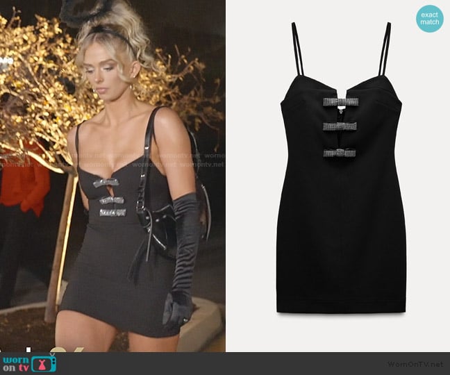 Zara Crystal Bow Mini Dress worn by Miranda McWhorter on The Secret Lives of Mormon Wives