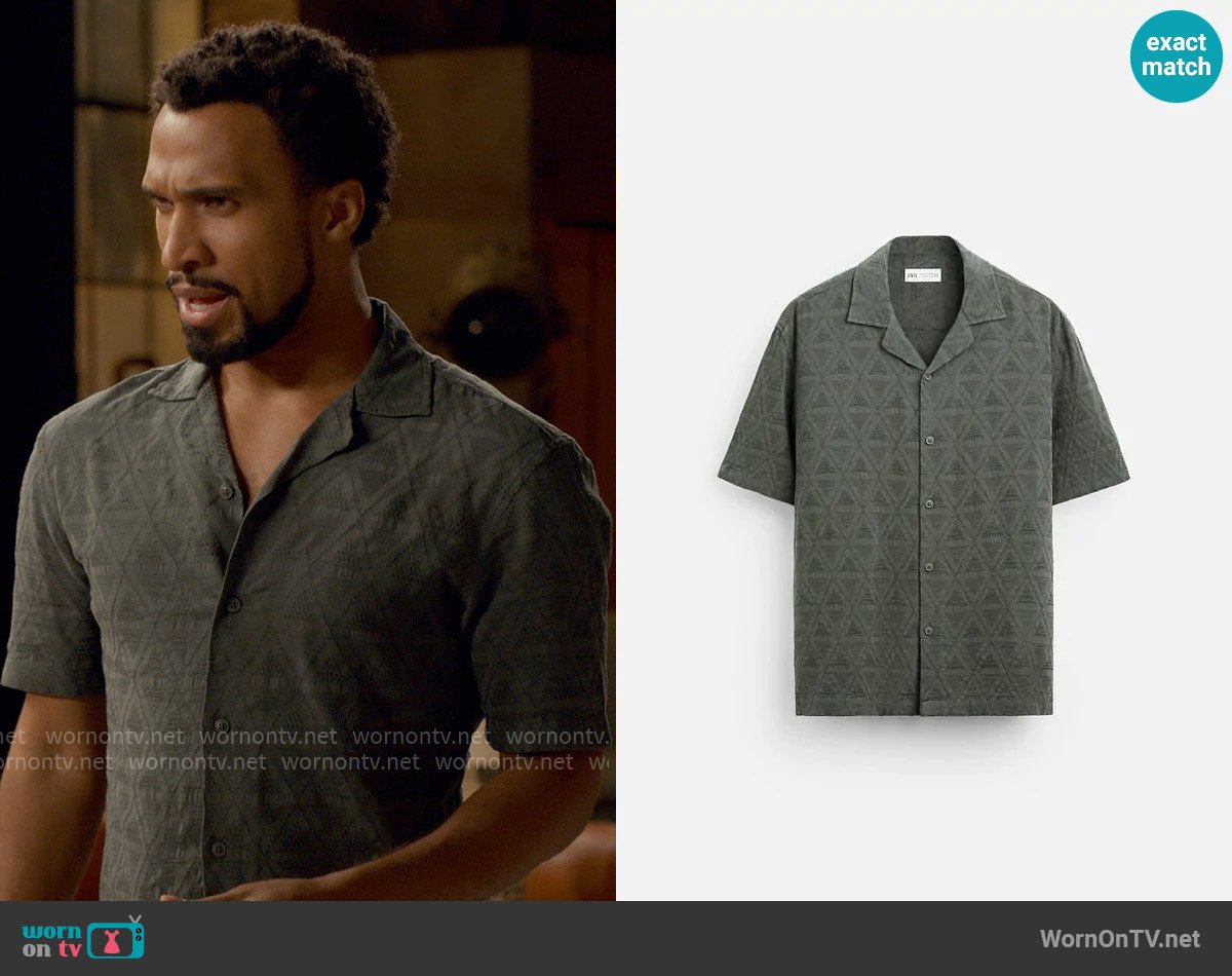 Zara Geometric Jacquard Shirt worn by Zion Miller (Nathan Mitchell) on Ginny & Georgia