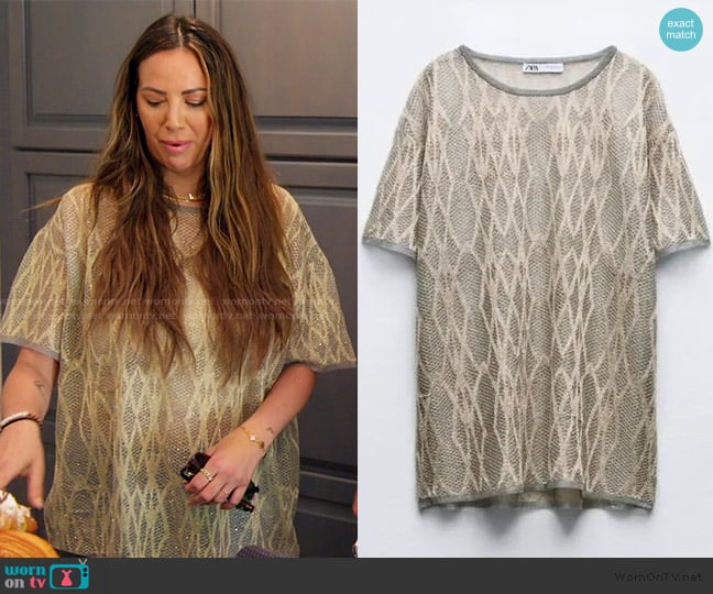 Zara Metallic Thread Jacquard Knit Top worn by Kristen Doute on The Valley