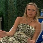 Abby’s green printed halter dress on The Young and the Restless
