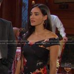 Gabi’s black floral off-shoulder dress on Days of our Lives