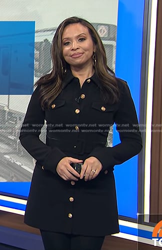 Adelle's black belted mini dress on Today