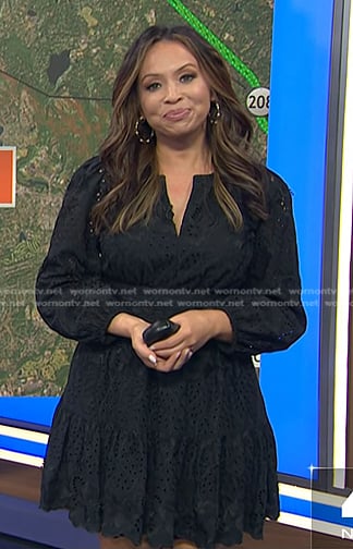 Adelle’s black embroidered mini dress on Today