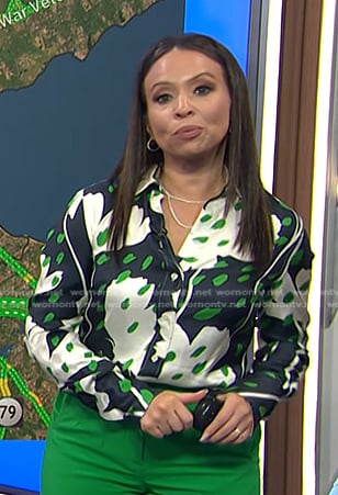 Adelle's black printed shirt on Today