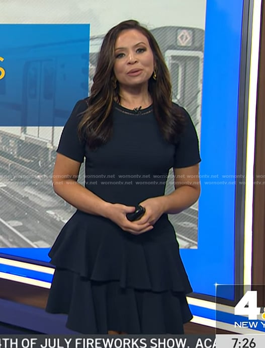 Adelle's navy ruffle mini dress on Today