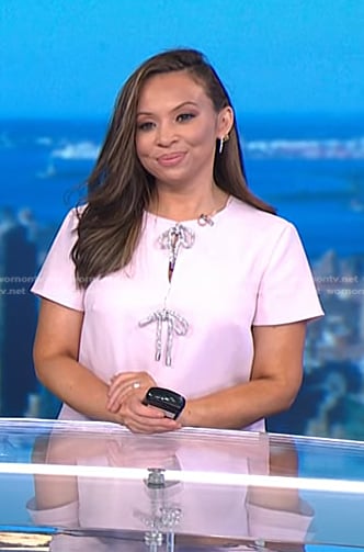 Adelle’s pink embellished bow dress on Today