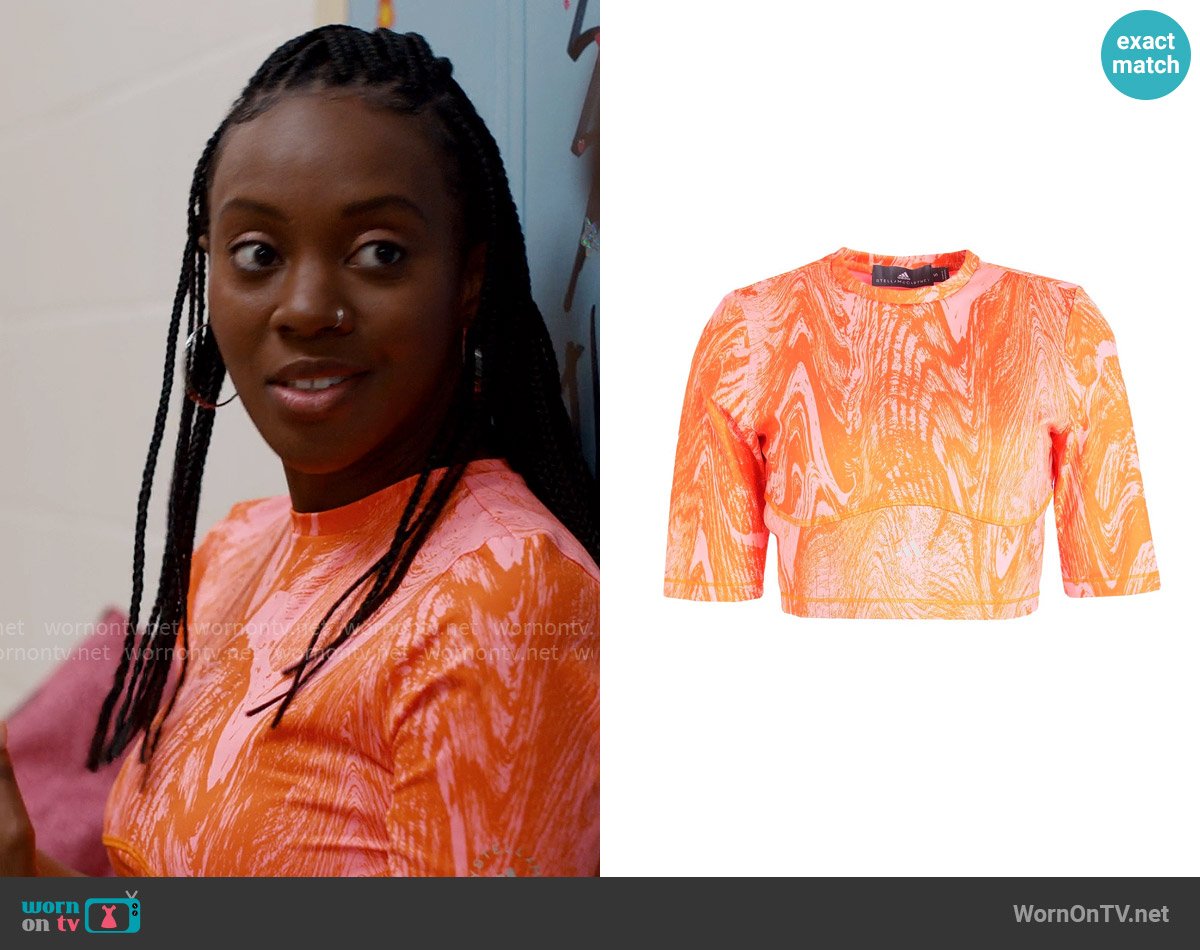 Adidas x Stella McCartney Printed Crop Top worn by Bracia Charles (Tameka Griffiths) on Ginny & Georgia
