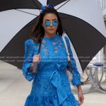 Adriana’s blue floral guipure dress on The Real Housewives of Miami
