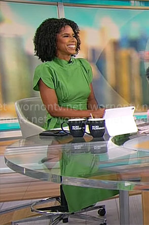 Adriana Diaz's green midi dress on CBS Mornings