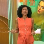 Adriana Diaz’s orange vest and pants set on CBS Mornings