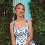 Adrianna Costa’s blue paisley print flare dress on Access Hollywood