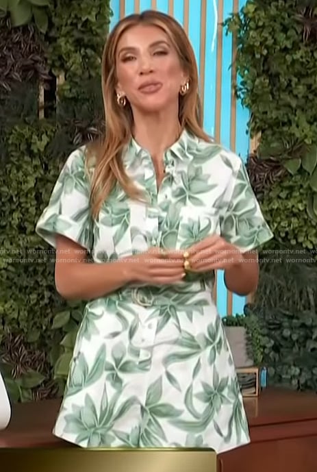 Adrianna Costa’s leaf print romper on Access Hollywood