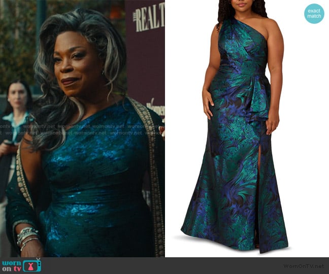 Adrianna Papell Jacquard Gown worn by Catherine Lancaster (Lorraine Toussaint) on The Better Sister