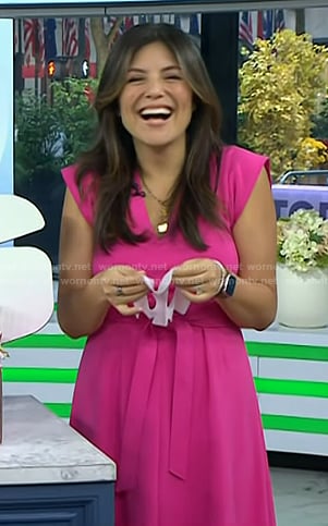 Adrianna's pink v-neck midi dress on Today