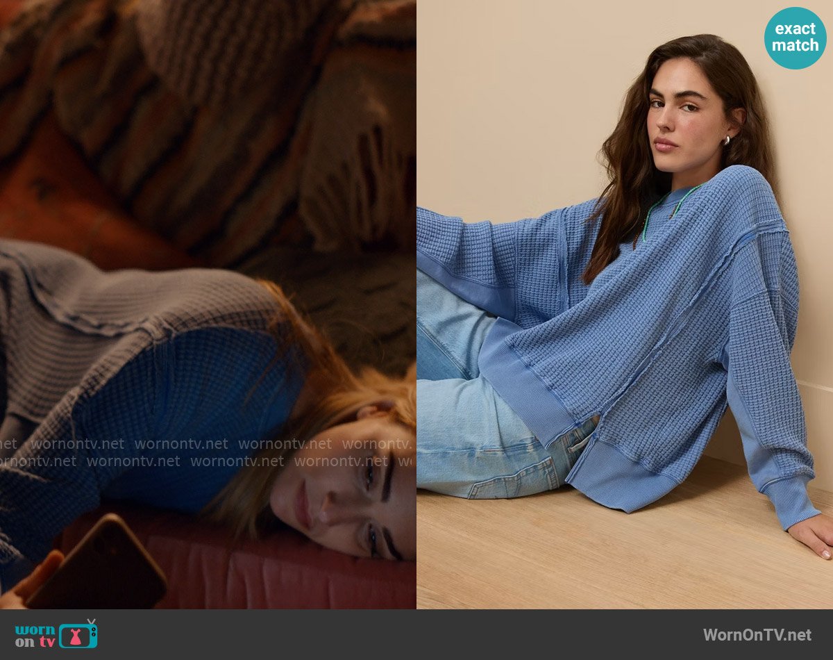 American Eagle Big Hug Waffle Crew Neck Sweatshirt worn by Georgia Miller (Brianne Howey) on Ginny & Georgia