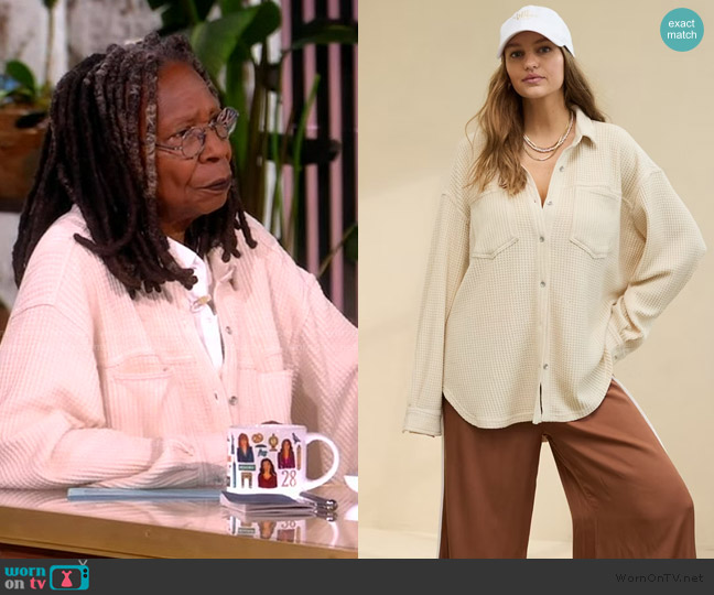 Aerie Anytime Fave Waffle Shirt worn by Whoopi Goldberg on The View