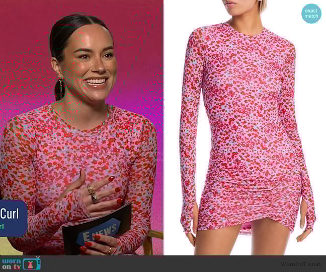 Emily’s pink floral print mini dress on E! News