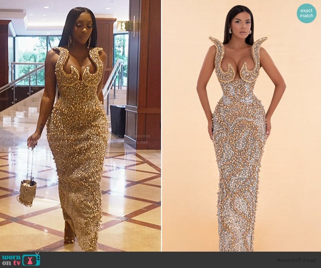 Albina Dyla Maxi Dress With Embroidered Horns worn by Porsha Williams on The Real Housewives of Atlanta