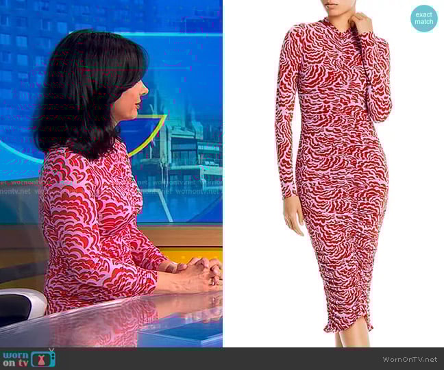 A.L.C. Ansel Printed Ruched Dress worn by Dr. Tara Narula on Good Morning America