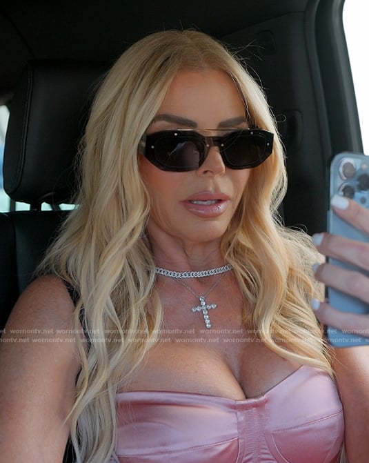 Alexia’s pink satin dress on The Real Housewives of Miami