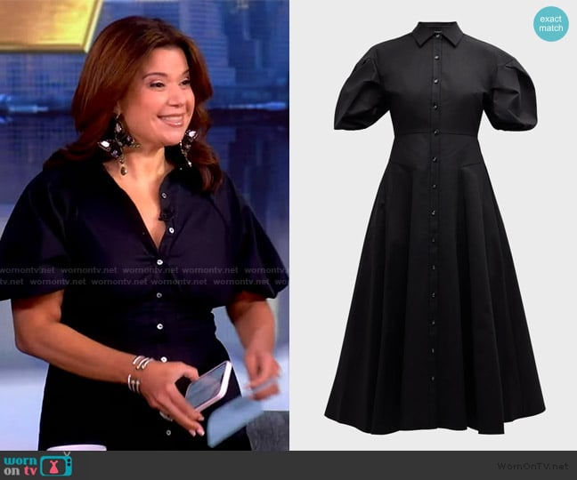 Alexis Amilya Puff-Sleeve Fit & Flare Midi Shirt Dress worn by Ana Navarro on The View