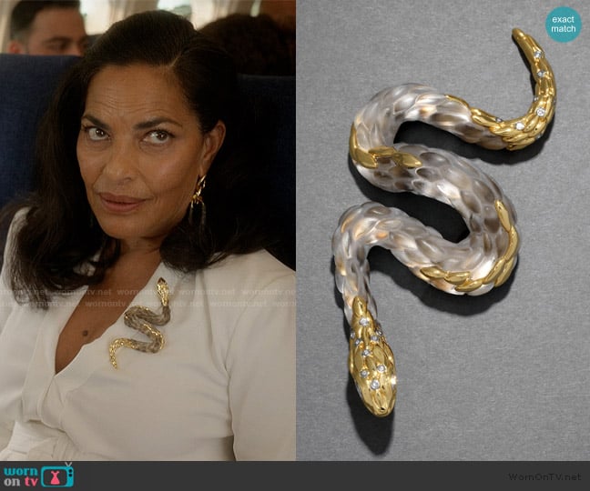 Seema’s python brooch on And Just Like That