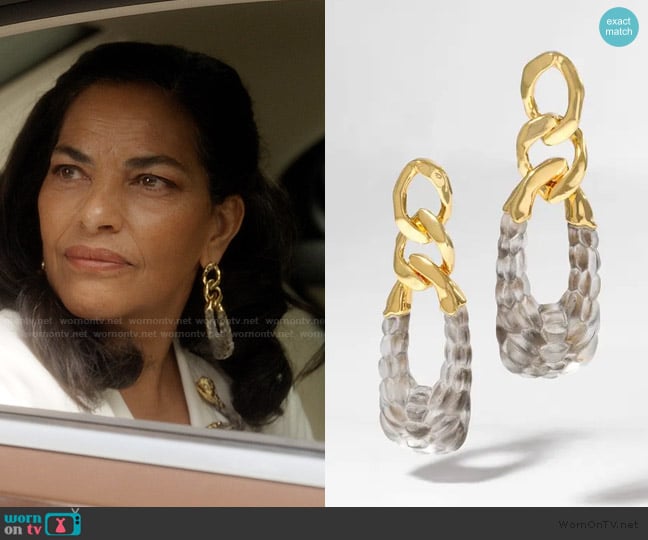Alexis Bittar Serpent Lucite Link Earring worn by Seema Patel (Sarita Choudhury) on And Just Like That