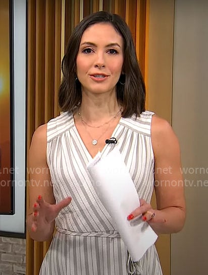 Ali Bauman's striped wrap dress on CBS Mornings