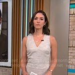 Ali Bauman’s tweed v-neck sheath dress on CBS Mornings