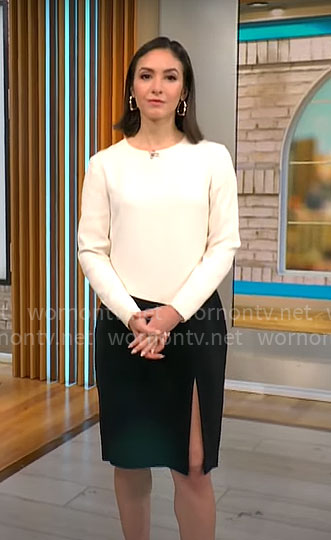 Ali Bauman’s black and white dress on CBS Mornings
