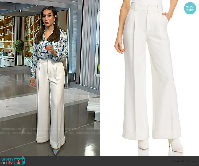 Alice + Olivia Tomasa Pants in Off White worn by Morgan Radford on NBC News Daily
