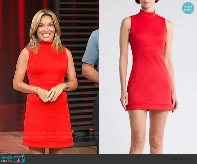 Alice + Olivia Victoria Mock Neck Sheath Dress worn by Kit Hoover on Access Hollywood