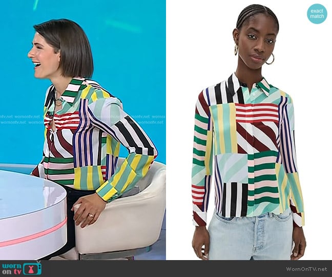 Daryn Carp’s mixed stripe print blouse on Today