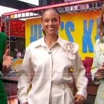 Alicia Keys’s ivory rosette shirt and pants on Good Morning America