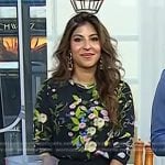 Aliya LeeKong’s black floral long sleeve top on Today