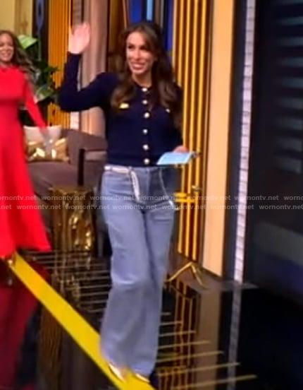 Alyssa’s navy jacket and jeans on The View