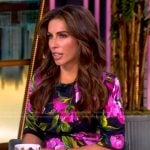 Alyssa’s black floral print dress on The View