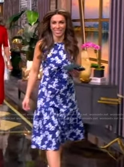 Alyssa’s blue floral print sleeveless dress on The View
