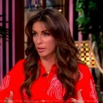 Alyssa’s red floral embroidered mini dress on The View